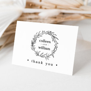 Rustic Wildflower Folk Floral Wedding Thank You Card