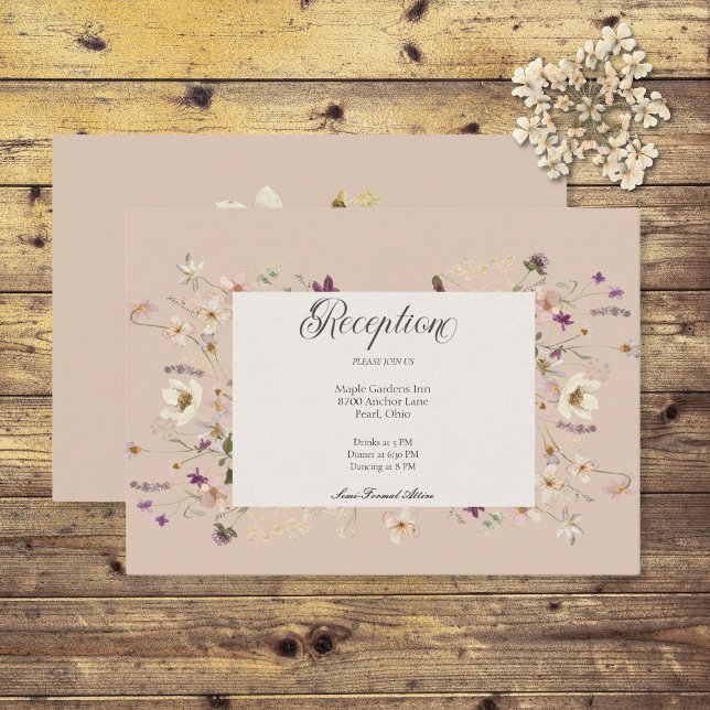 Rustic Wildflower Frame Blush Pink Reception Enclosure Card (Creator Uploaded)