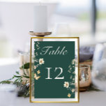 Rustic Wildflower Frame Emerald Green Wedding Table Number<br><div class="desc">This wedding table number card features an elegant emerald green background, which exudes a sense of sophistication and richness. The deep green hue creates a captivating backdrop that sets the tone for a memorable celebration. Surrounding the text, delicate and rustic watercolor wildflowers are artistically arranged. These charming blooms, depicted in...</div>