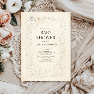 Rustic Wildflower Garden Boho Baby Shower Invitation