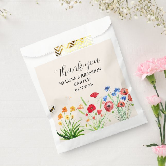 Rustic Wildflower Garden Spring Watercolor Wedding Favour Bags (Sealed)