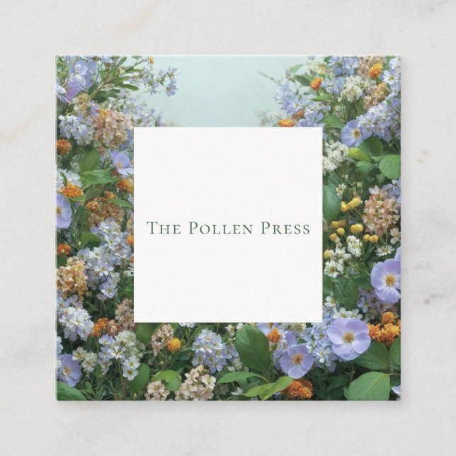 Rustic Wildflower Garden Square Business Card (Front)