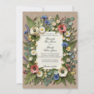 Rustic Wildflower Garden Wedding Invitation
