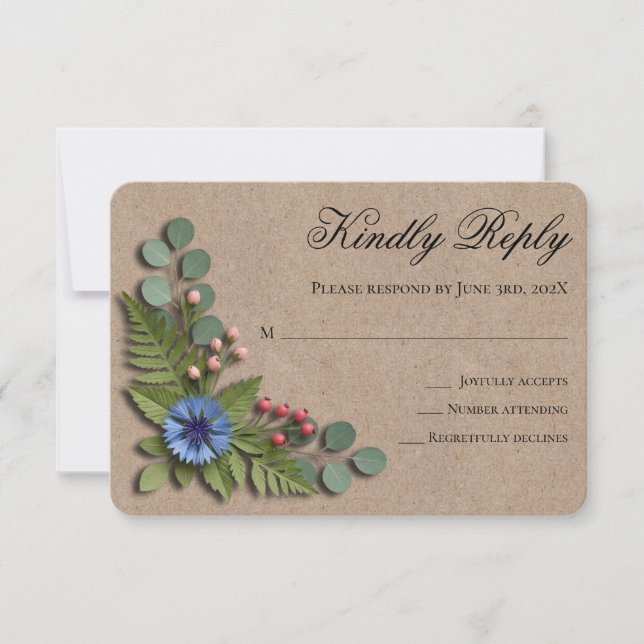 Rustic Wildflower Garden Wedding RSVP Card (Front)