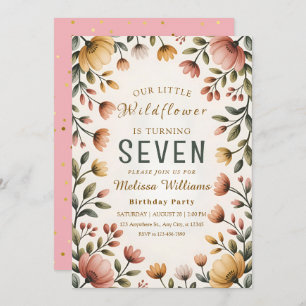 Rustic Wildflower Girl Birthday Invitation