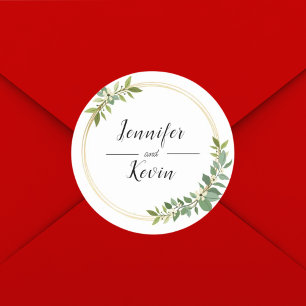 Rustic Wildflower Green Foliage Wedding Classic Round Sticker