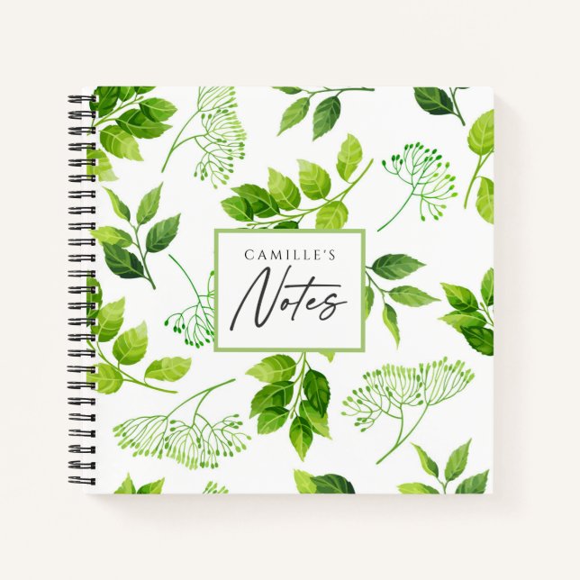 Rustic Wildflower Greenery Pattern Pocket Folder Notebook (Front)