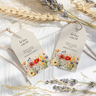 Rustic Wildflower Let Love Grow Wedding Favour Gift Tags