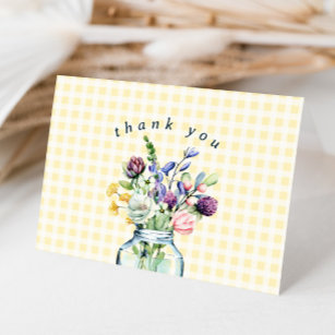 Rustic Wildflower Mason Jar Bridal Shower Thank You Card