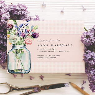 Rustic Wildflower Mason Jar Picnic Bridal Shower Invitation