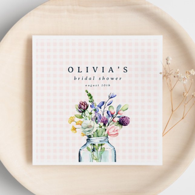 Rustic Wildflower Mason Jar Picnic Bridal Shower Napkin (Creator Uploaded)