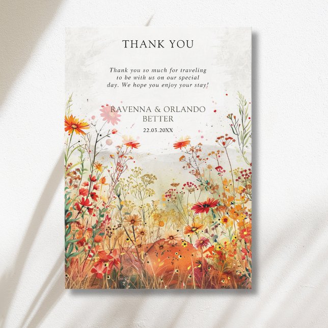 Rustic Wildflower Meadow Fall Thank You Card (Creator Uploaded)