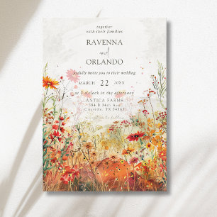 Rustic Wildflower Meadow Fall Wedding Invitation