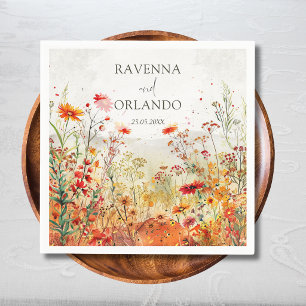 Rustic Wildflower Meadow Fall Wedding Napkin