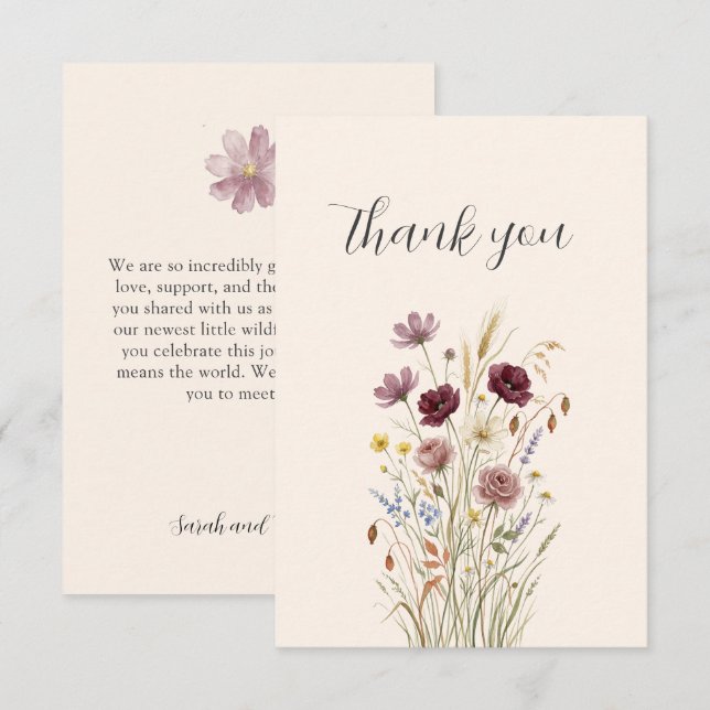 Rustic Wildflower Meadow Thank You Card (Front/Back)