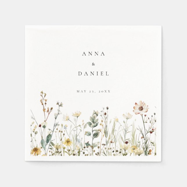 Rustic Wildflower Meadow Wedding Napkin (Front)