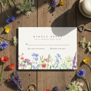 Rustic Wildflower Meadow Wedding RSVP Card