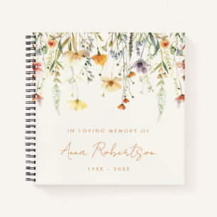 Rustic Wildflower Memorial Service Guest Book