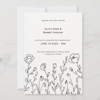 Rustic Wildflower Minimalist Wedding Invitation