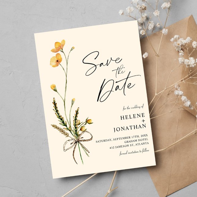 Rustic Wildflower Modern Elegant Boho Wedding Save The Date (Rustic Wildflower Modern Elegant Boho Wedding Save The Date)