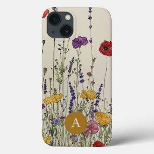 Rustic Wildflower Monogram iPhone 13 Case