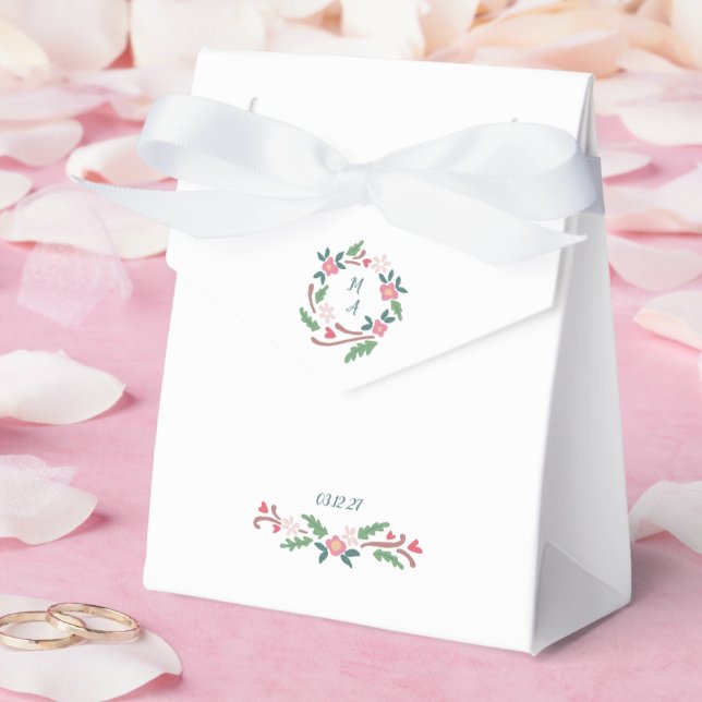 Rustic Wildflower Monogram Crest Favour Box (Wedding)