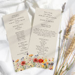 Rustic Wildflower Neutral Floral Wedding Program Invitation<br><div class="desc">Rustic wildflower wedding program with elegant floral design. The program has a border of vibrant vintage botanical wild flowers and detailed blooms in rich, warm earthy neutral tones. A gorgeous design with summer and fall colours of red orange yellow pink blue and cream on a neutral background, helping you set...</div>