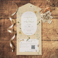 Rustic Wildflower Oval Frame Yellow QR Code