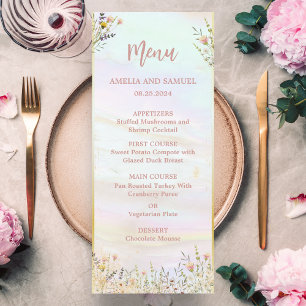 Rustic Wildflower Pastel Garden Wedding Menu