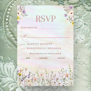 Rustic Wildflower Pastel Garden Wedding RSVP Card
