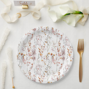Rustic Wildflower Pattern Paper Plate