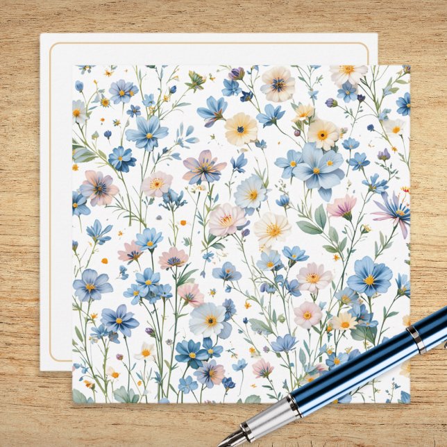Rustic Wildflower Patterned Botanical Garden Card (A pretty note card adorned with wildflowers in a watercolor style)