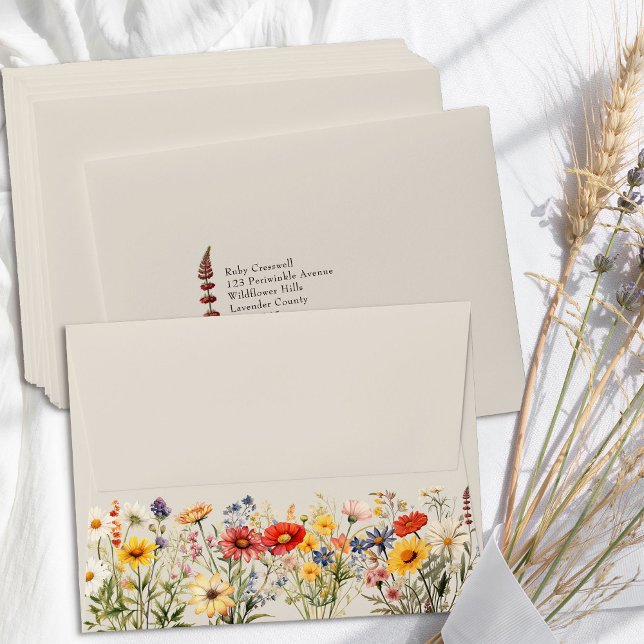 Rustic Wildflower Pre-Addressed Wedding RSVP Envelope (Pre-addressed wedding rsvp envelopes from the Rustic Wildflower Wedding Collection by Darling & May
)