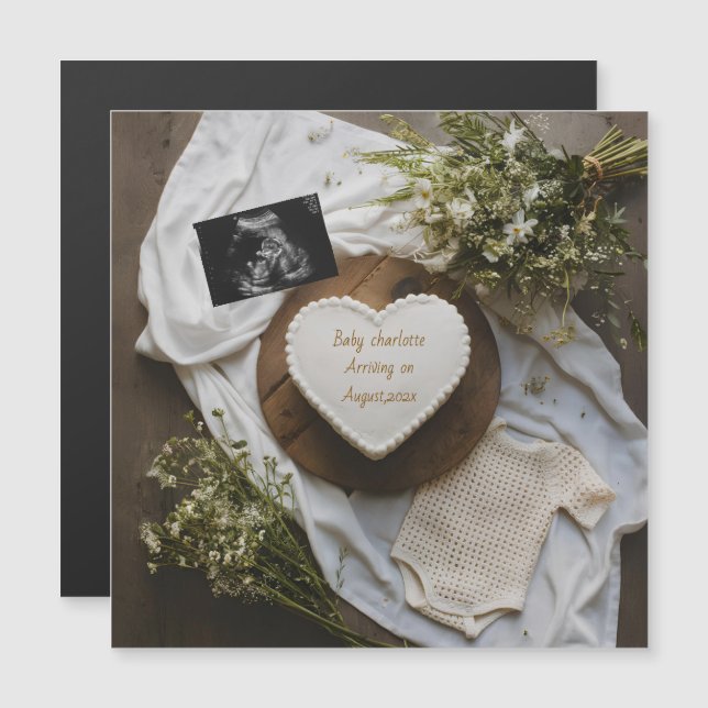 Rustic wildflower pregnancy announcement keepsake  (Front/Back)