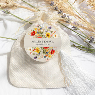 Rustic Wildflower Rich Fall Summer Floral Wedding Favour Tags