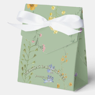 Rustic wildflower sage green baby shower favour box
