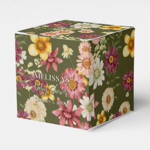 Rustic wildflower sage green baby shower favour box