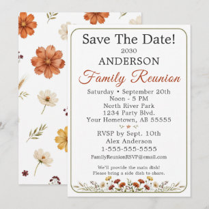 Rustic Wildflower Save the Date Family Reunion Invitation