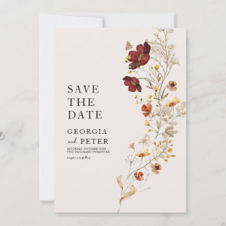 Rustic Wildflower Save The Date Invitation