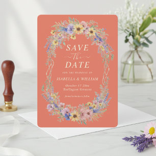 Rustic Wildflower Save The Date Terracotta Bloom Invitation