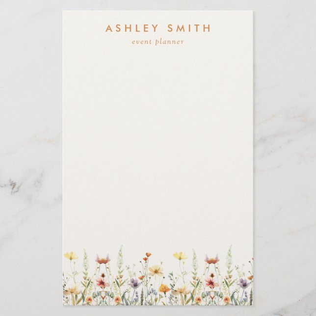 Rustic Wildflower Stationery (Front)