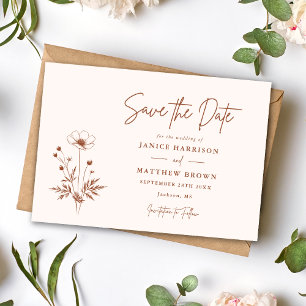 Rustic Wildflower Terracotta Boho Photo Wedding Save The Date
