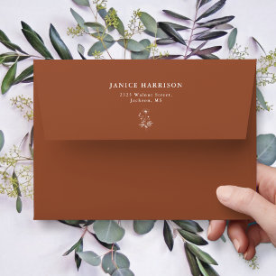 Rustic Wildflower Terracotta Boho Wedding Envelope