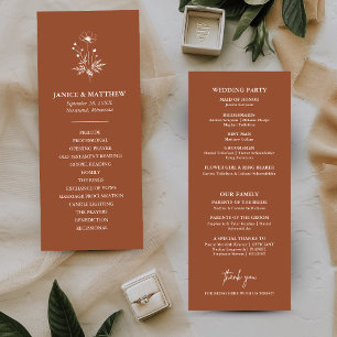 Rustic Wildflower Terracotta Boho Wedding Program