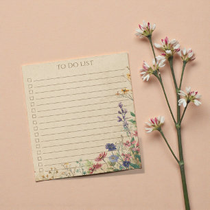 Rustic Wildflower To Do List Teacher Nature Gift Notepad