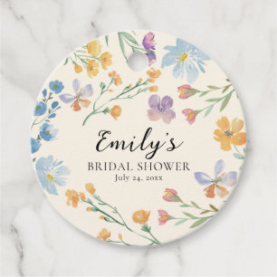 Rustic Wildflower Watercolor Bridal Shower Favour Tags