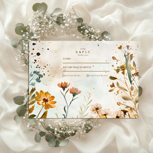 Rustic Wildflower Watercolor Wedding RSVP Card