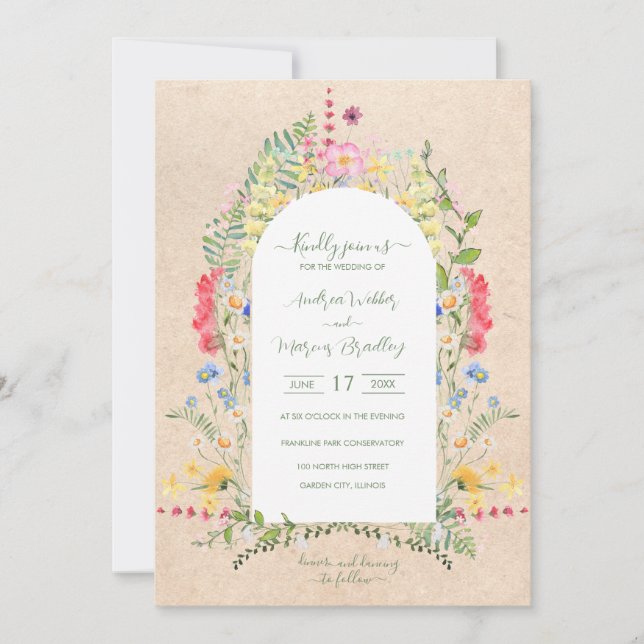 Rustic Wildflower Watercolors Invitation (Front)