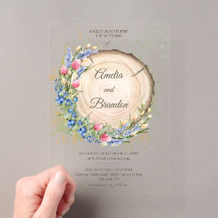 Rustic Wildflower Wedding Acrylic Invitation