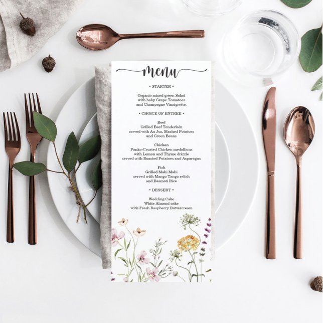 Rustic Wildflower Wedding Bridal Shower Menu (Creator Uploaded)